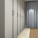 Decoratief plaatmateriaal B011 Spessart render van hoge wandkast in wit eikenfineer