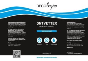 Gebruiksaanwijzing van de DecoLegno ontvetter, een spray voor het reinigen van decoratief plaatmateriaal