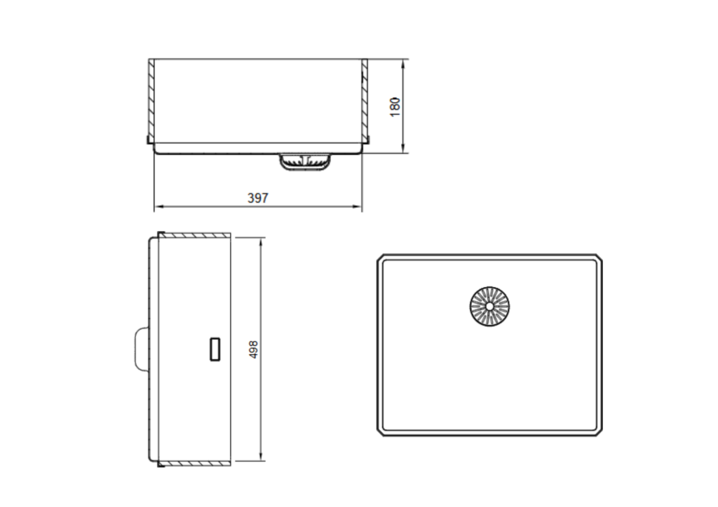 product Tekening met maatvoering wasbak Rome